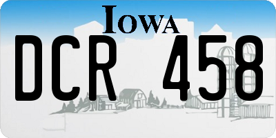 IA license plate DCR458