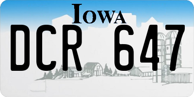 IA license plate DCR647