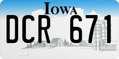 IA license plate DCR671