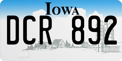 IA license plate DCR892