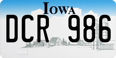 IA license plate DCR986