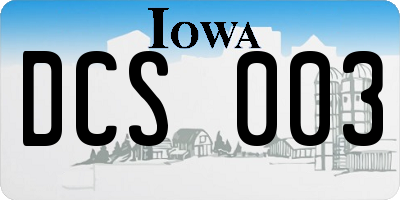 IA license plate DCS003