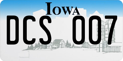 IA license plate DCS007