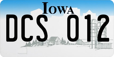 IA license plate DCS012