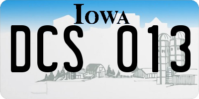 IA license plate DCS013