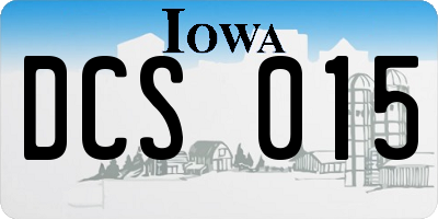 IA license plate DCS015