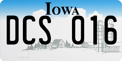IA license plate DCS016