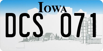 IA license plate DCS071