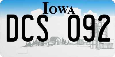 IA license plate DCS092