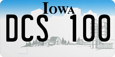 IA license plate DCS100