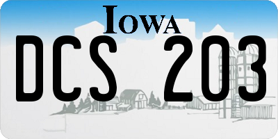 IA license plate DCS203