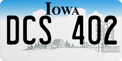 IA license plate DCS402