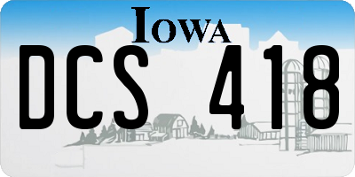 IA license plate DCS418