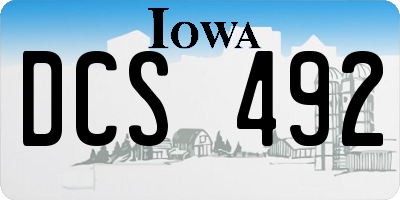 IA license plate DCS492