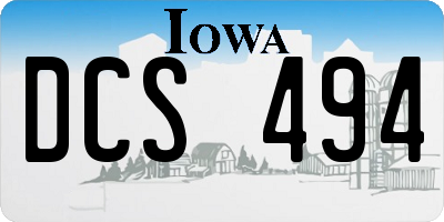 IA license plate DCS494