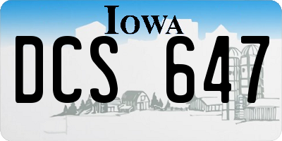 IA license plate DCS647