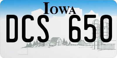 IA license plate DCS650