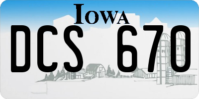 IA license plate DCS670