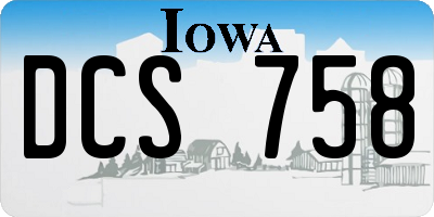 IA license plate DCS758