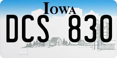IA license plate DCS830