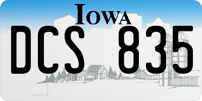 IA license plate DCS835