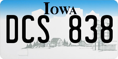 IA license plate DCS838