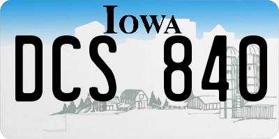IA license plate DCS840
