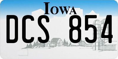 IA license plate DCS854