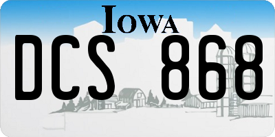 IA license plate DCS868