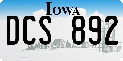 IA license plate DCS892