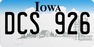 IA license plate DCS926
