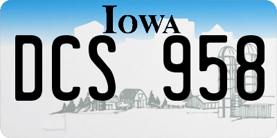 IA license plate DCS958