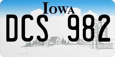 IA license plate DCS982
