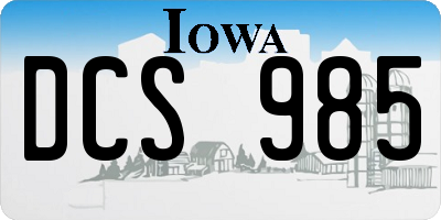 IA license plate DCS985