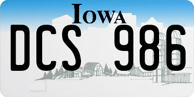 IA license plate DCS986