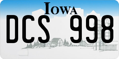 IA license plate DCS998