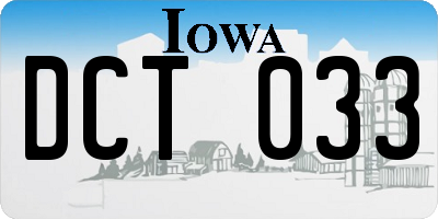 IA license plate DCT033
