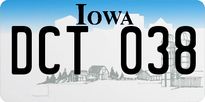 IA license plate DCT038