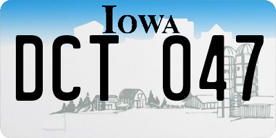 IA license plate DCT047
