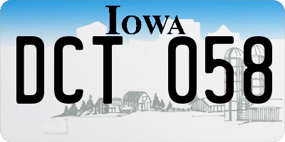 IA license plate DCT058