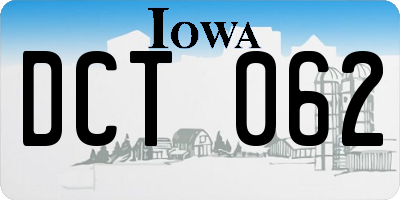 IA license plate DCT062