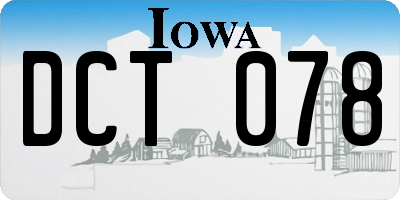 IA license plate DCT078