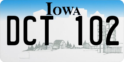 IA license plate DCT102