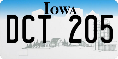 IA license plate DCT205