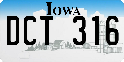 IA license plate DCT316