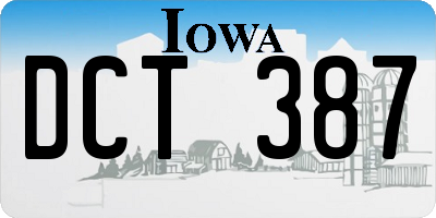 IA license plate DCT387