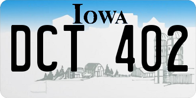 IA license plate DCT402