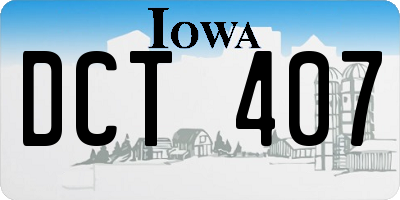 IA license plate DCT407