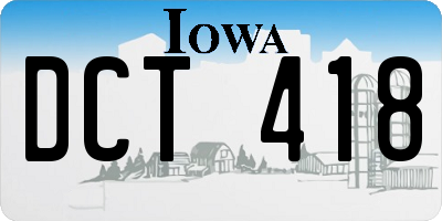 IA license plate DCT418