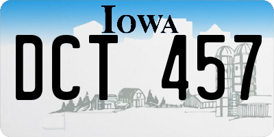 IA license plate DCT457